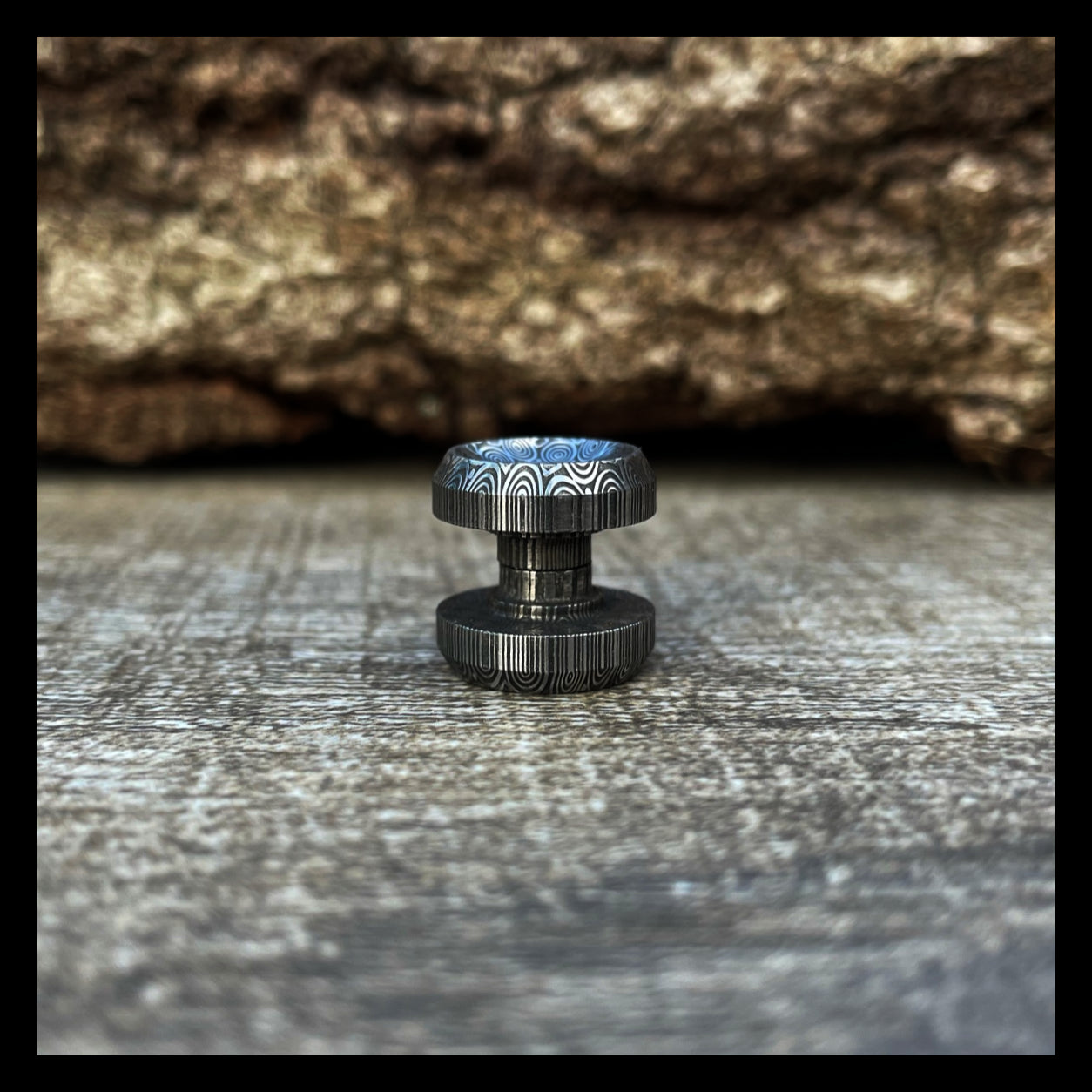 Boomerang Micro Button Set - Blue Tongue Damasteel