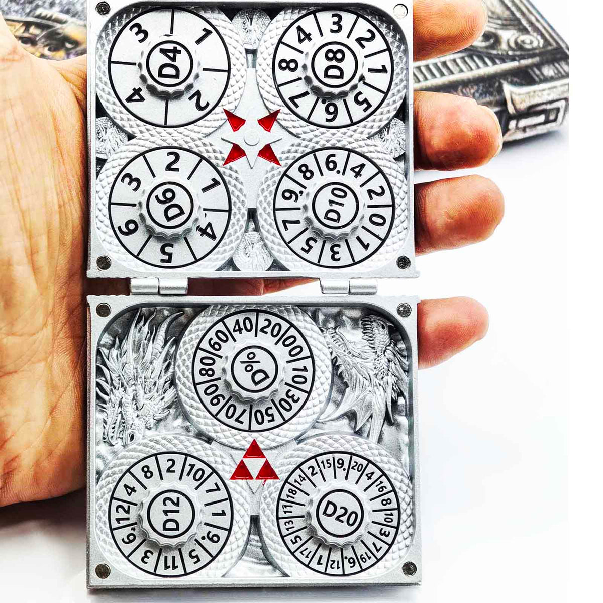 Masters Dice Codex #001 – Spellbook | 7-in-1 Pocket Spinner DND Dice Set