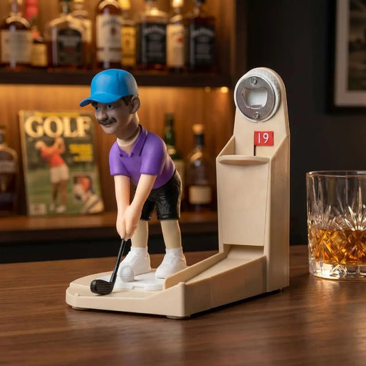 Golf Ball Themed Bottle Opener Automatic Beer Bottle Opener with Golf Swing Cap Launcher Fun Gift for Men Golf Lover Bar Tool