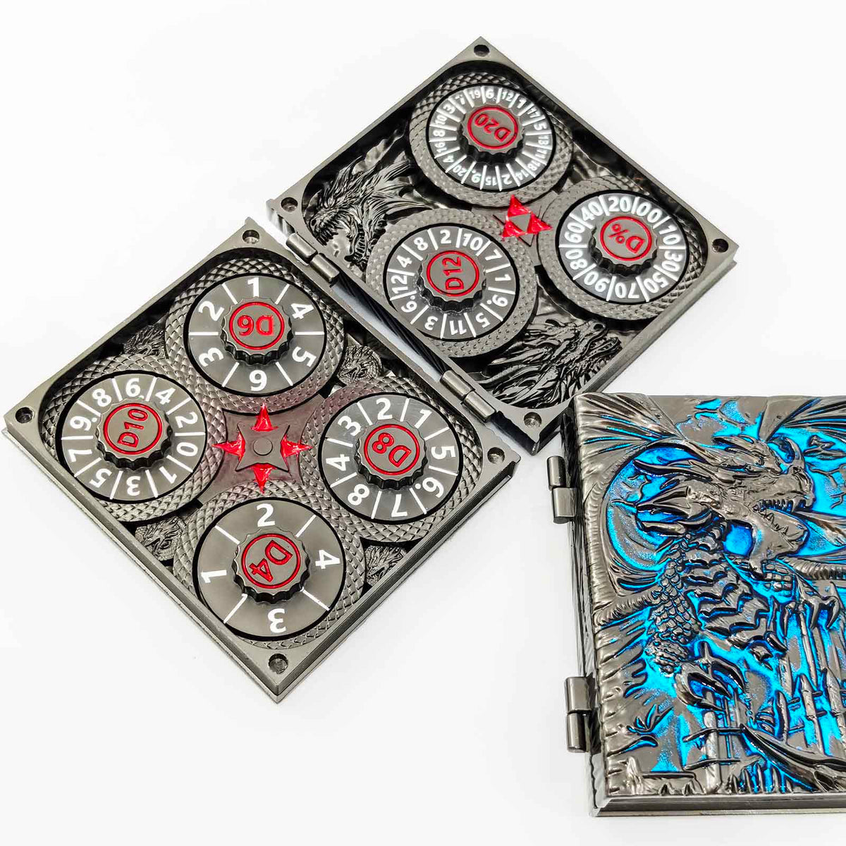 Masters Dice Codex #001 – Spellbook | 7-in-1 Pocket Spinner DND Dice Set