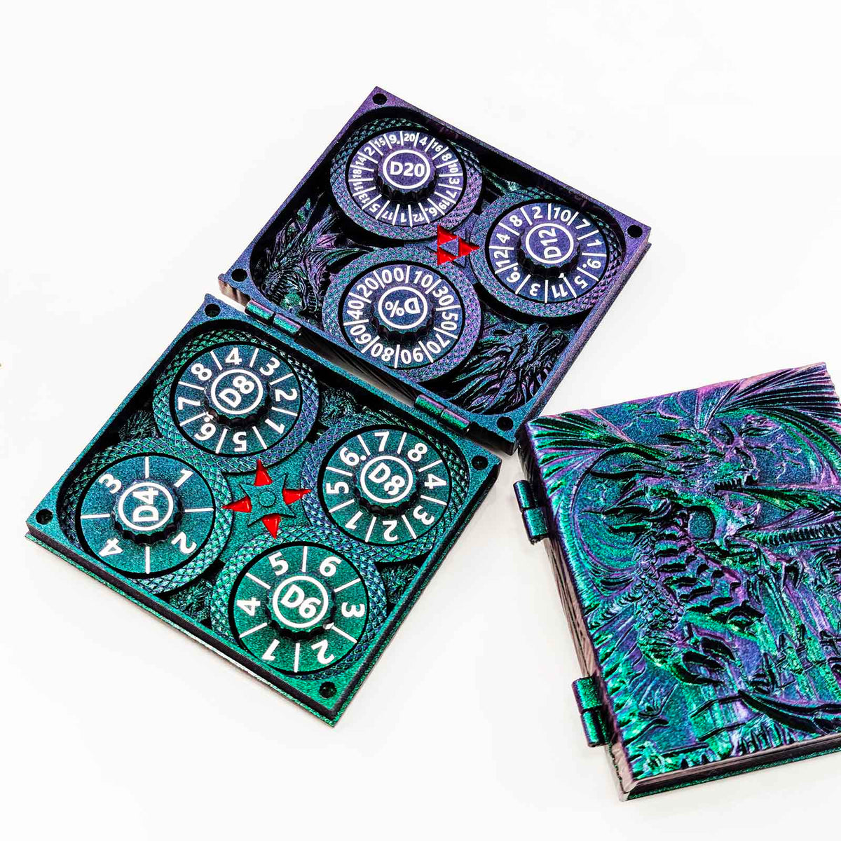 Masters Dice Codex #001 – Spellbook | 7-in-1 Pocket Spinner DND Dice Set