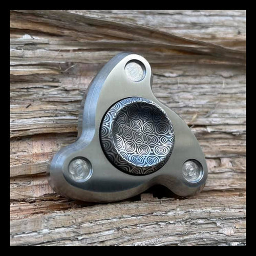 Boomerang Micro Button Set  -  Blue Tongue Damasteel