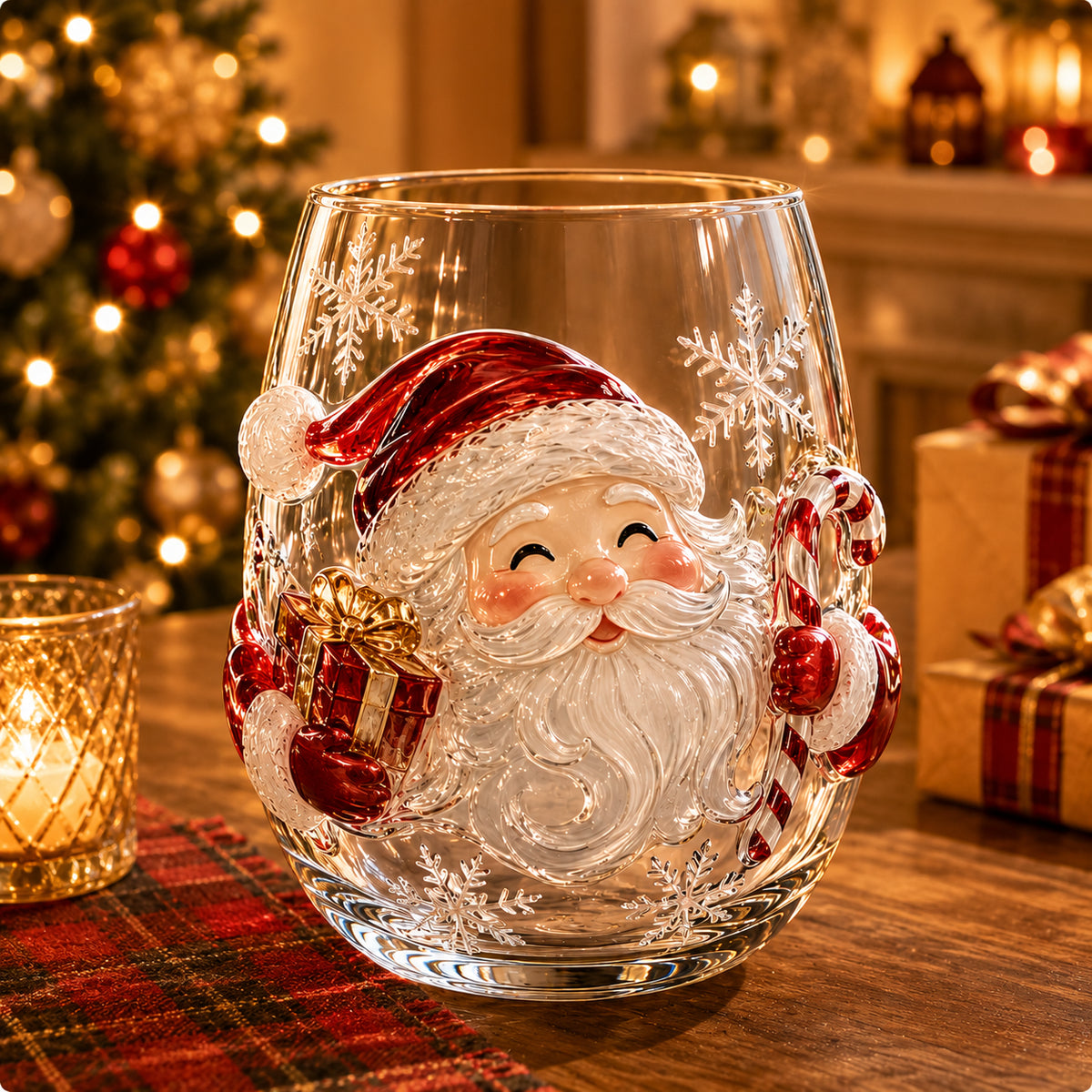 Magical Christmas 3D Glass Cup Collection – Santa. Reindeer. Snowman & Christmas Tree