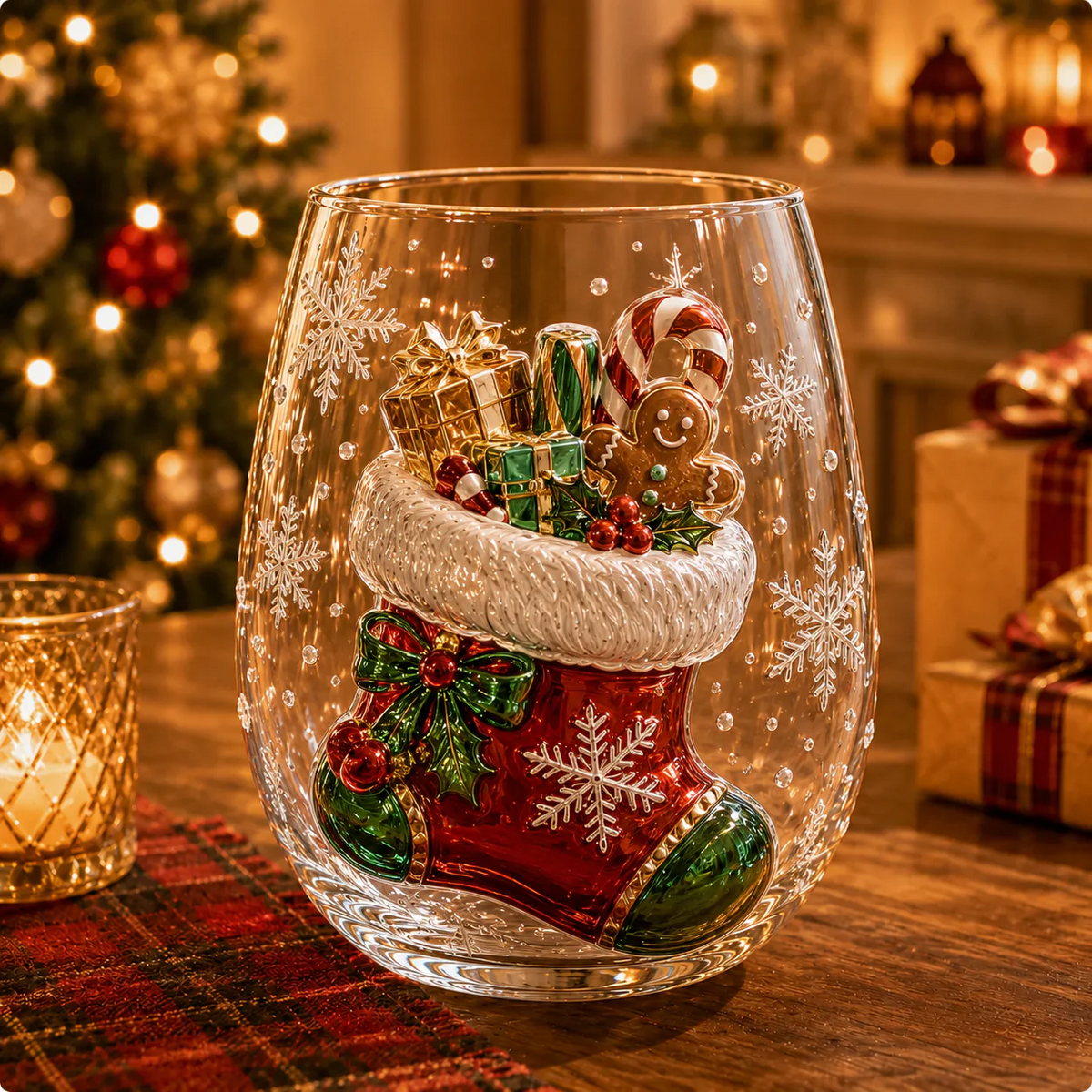 Magical Christmas 3D Glass Cup Collection – Santa. Reindeer. Snowman & Christmas Tree